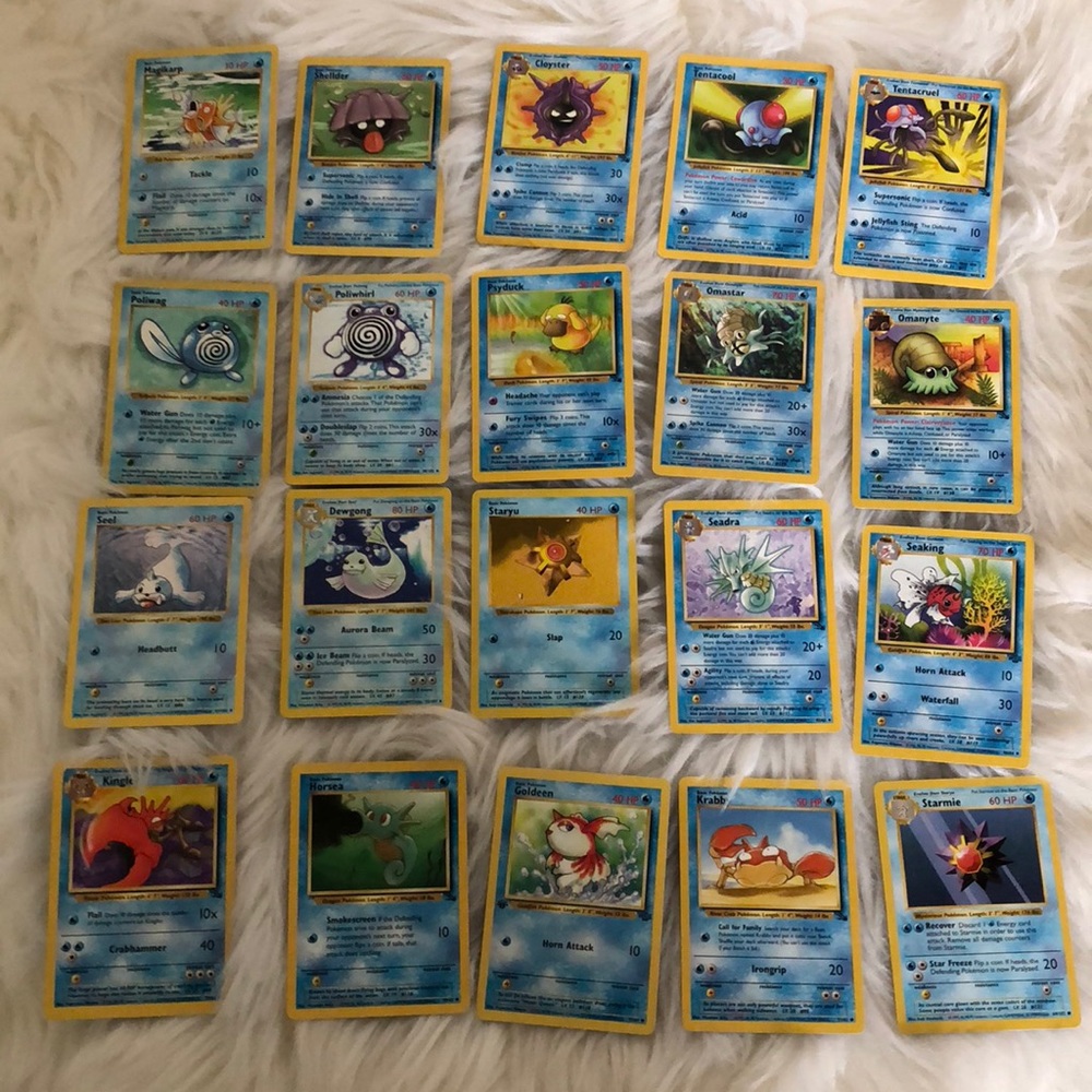 20 water type 1st edition Pokémon cards